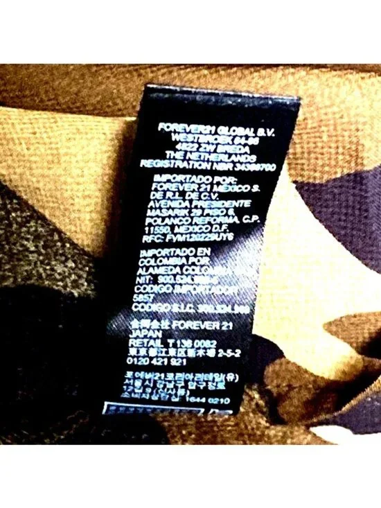 Forever 21 Medium Brown Black Camo Sleeveless Chiffon Blouse Grunge Utility Core - Picture 8 of 12